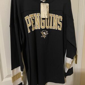 NHL Official Pittsburgh Penguins Hockey Black Gold Long Sleeve Shirt Med